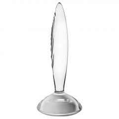   Satisfyer Sparkling Crystal - žebrované skleněné dildo (průsvitné)