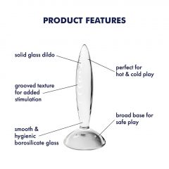   Satisfyer Sparkling Crystal - žebrované skleněné dildo (průsvitné)