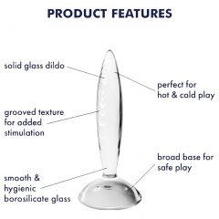   Satisfyer Sparkling Crystal - žebrované skleněné dildo (průhledné)