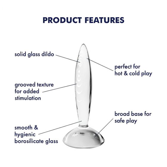 Satisfyer Sparkling Crystal - žebrované skleněné dildo (průsvitné)