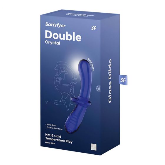 Satisfyer Double Crystal - skleněné dildo se 2 konci (modré)