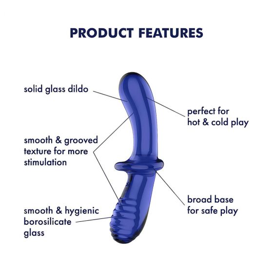 Satisfyer Double Crystal - skleněné dildo se 2 konci (modré)