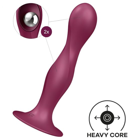 Satisfyer Double Ball-R - zátěžové dildo s lepivými nožičkami (červené)