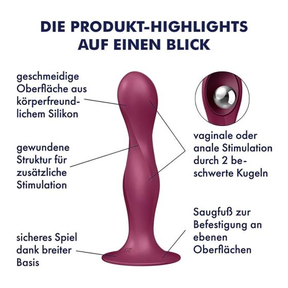 Satisfyer Double Ball-R - zátěžové dildo s lepivými nožičkami (červené)