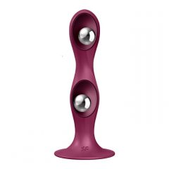   Satisfyer Double Ball-R - zátěžové dildo s lepivými nožičkami (červené)