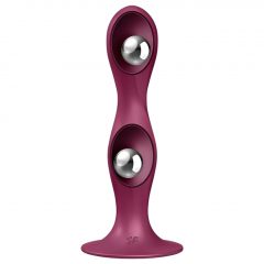   Satisfyer Double Ball-R - zátěžové dildo s lepivými nožičkami (červené)