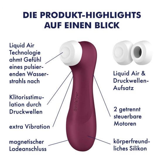 Satisfyer Pro 2 Gen3 Smart - inteligentní nabíjecí stimulátor na klitoris se vzduchovou vlnou (bordó)