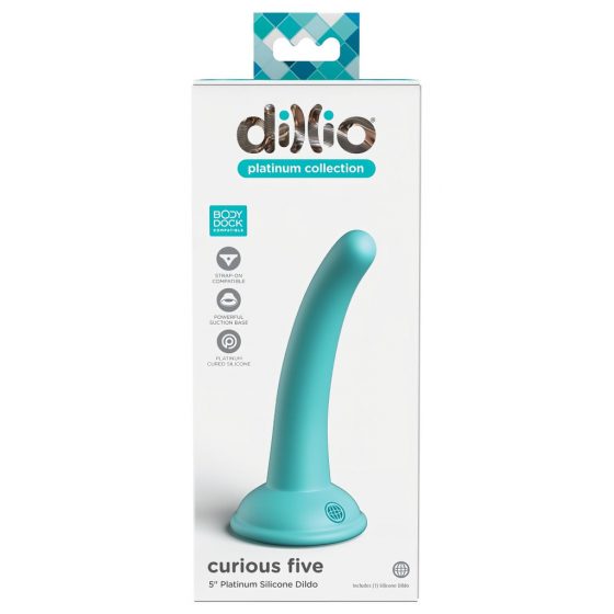 Dillio Curious Five - lepivé silikonové dildo (15 cm) - tyrkysové