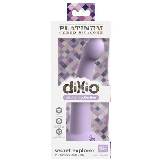 Dillio Secret Explorer - silikonové dildo s lepivými prsty (17 cm) - fialové