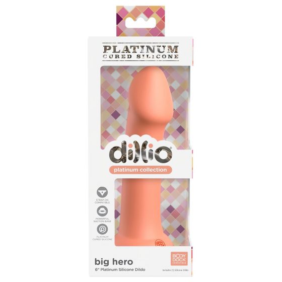 Dillio Big Hero - Silikonové dildo se svorkou (17 cm) - oranžové