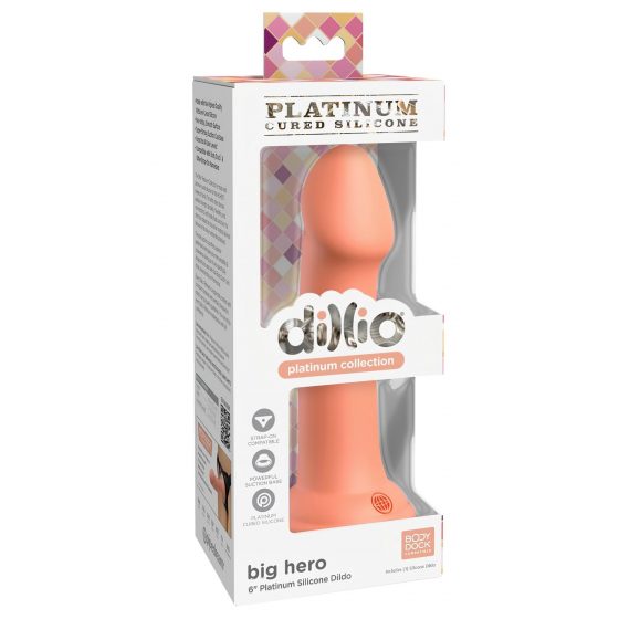 Dillio Big Hero - Silikonové dildo se svorkou (17 cm) - oranžové