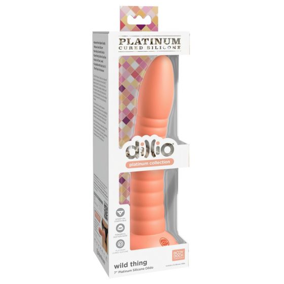 Dillio Wild Thing - silikonové dildo s drážkami (19 cm) - oranžové