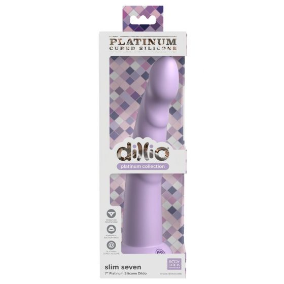 Dillio Slim Seven - Stimulační dildo se žaludem (20 cm) - fialové