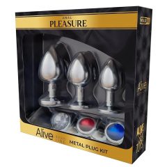   Alive Anal Pleasure - kovový anální plug set (stříbrný)