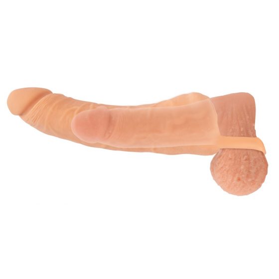 Nature Skin - 2v1 umělá kundička a návlek na penis - 23cm (přírodní)