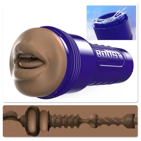 Fleshlight Boost Blow - realistický masturbátor do úst (hnědý)