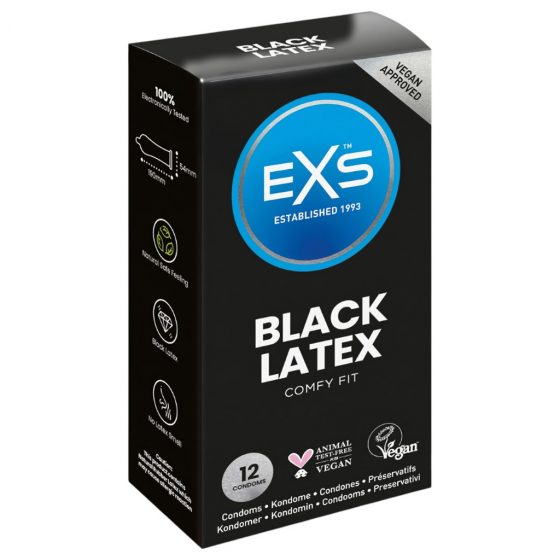 EXS Black - latexový kondom - černý (12 ks)