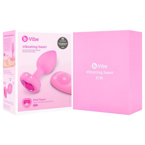 b-vibe heart - bezdrátový anální vibrátor s rádiem (růžový)