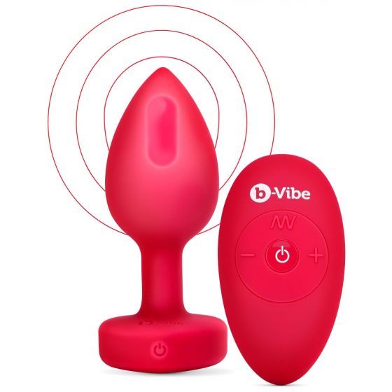 b-vibe heart - akumulátorový, rádiový anální vibrátor (červený)