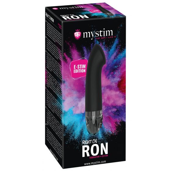 mystim Right on Ron E-Stim - dobíjecí elektrický vibrátor pro bod G (černý)