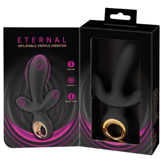 Eternal - nafukovací trojitý vibrátor (černý)