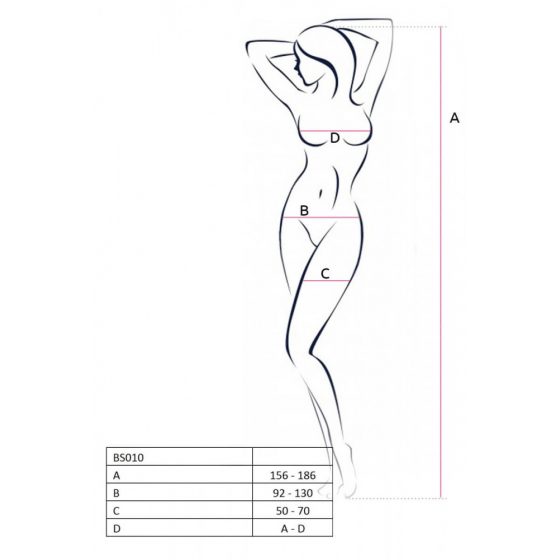 Passion BS010 - kostkovaná kombinéza z otevřené síťoviny (bílá) - S-L