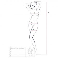   Passion BS077 - Síťovaná kombinéza s dlouhým rukávem (černá) - S-L