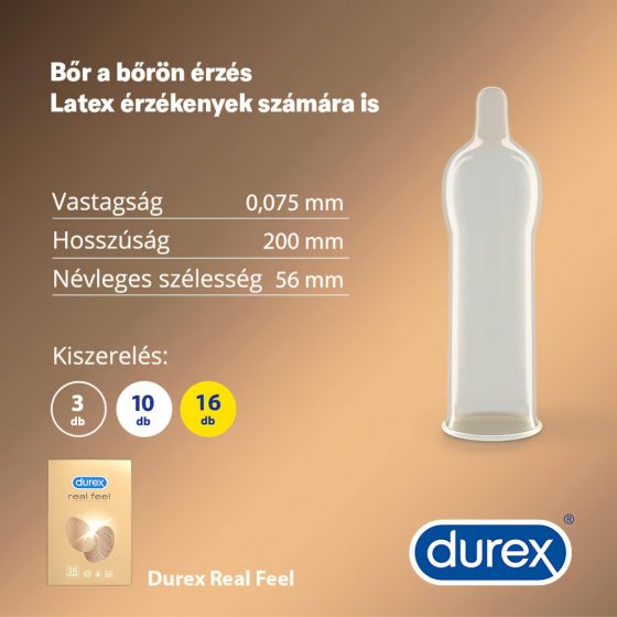 Durex Real Feel - bezlatexové kondomy (16ks)