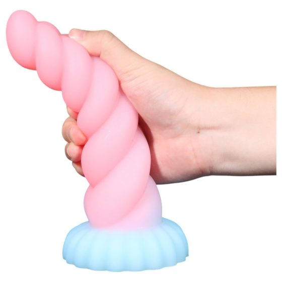 OgazR - svítící jednorožec dildo - 22 cm (duhové)