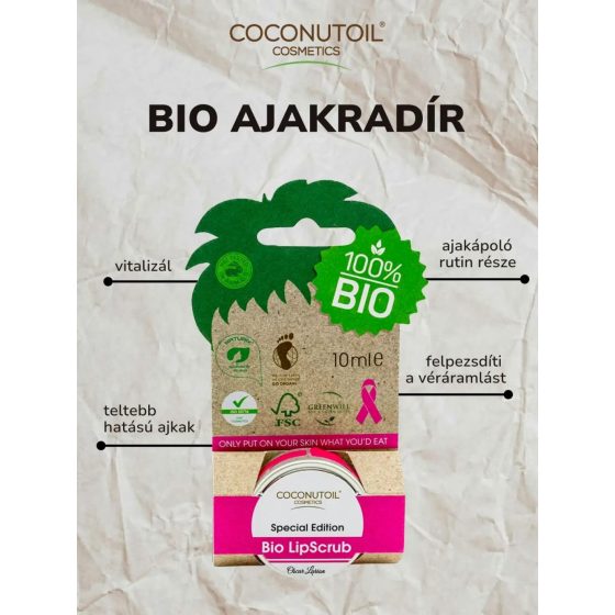 Kokosový olej - organický peeling na rty (10 ml)
