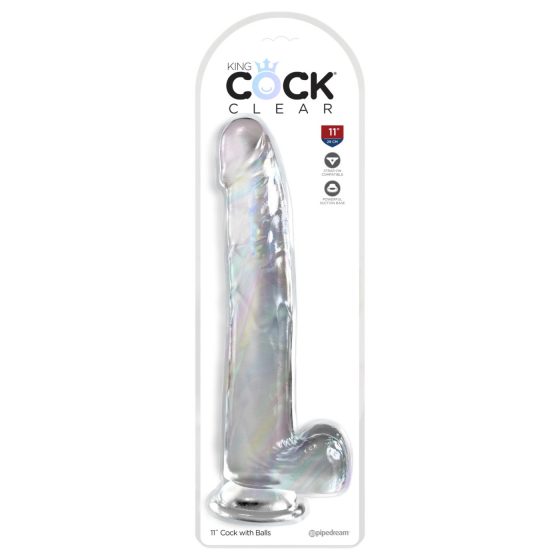 / King Cock Clear 11 - varlatový dildo (průhledný)