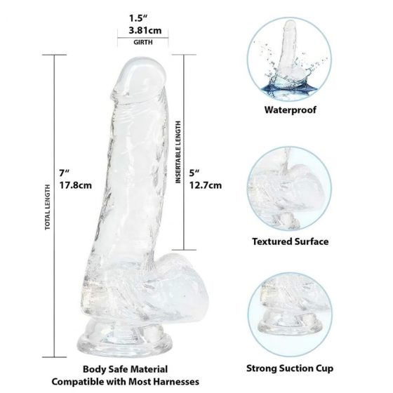 Addiction Crystal - dildo s přísavkou (průsvitné) - 18cm