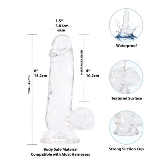 Addiction Crystal - Varlatové dildo s nožičkami (průsvitné) - 15 cm