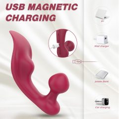   Sex HD Chomper - vodotěsný vibrátor na klitoris a anální vibrátor na baterie (červený)