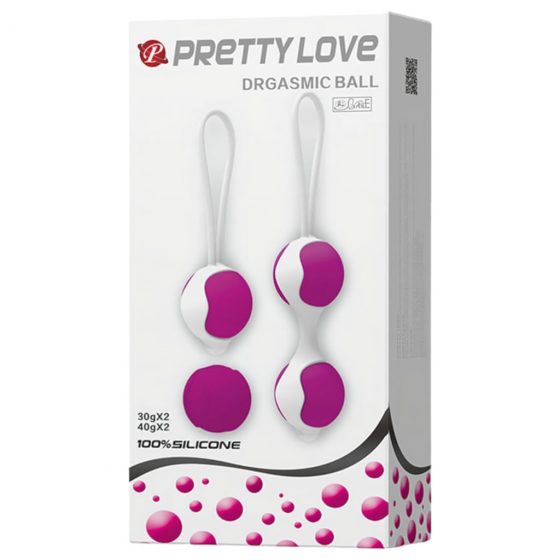 Pretty Love Orgasmic - variabilní sada venušiných kuličiek (bílo-fialové)