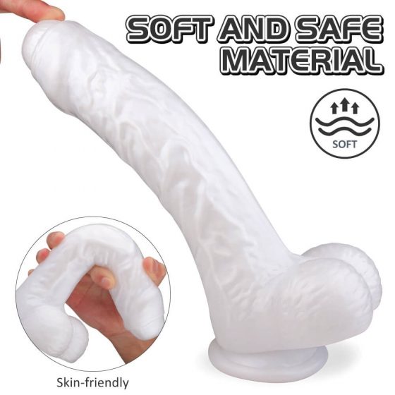 Sex HD Martin - připínací, dildo s varlaty (bílé)