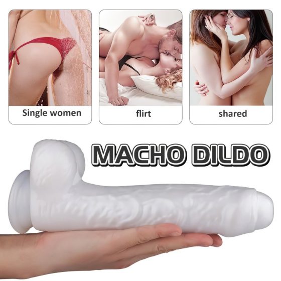 Sex HD Martin - připínací, dildo s varlaty (bílé)