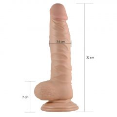   Lovetoy Real Extreme - připínací, testikulární dildo - 21cm (přírodní)