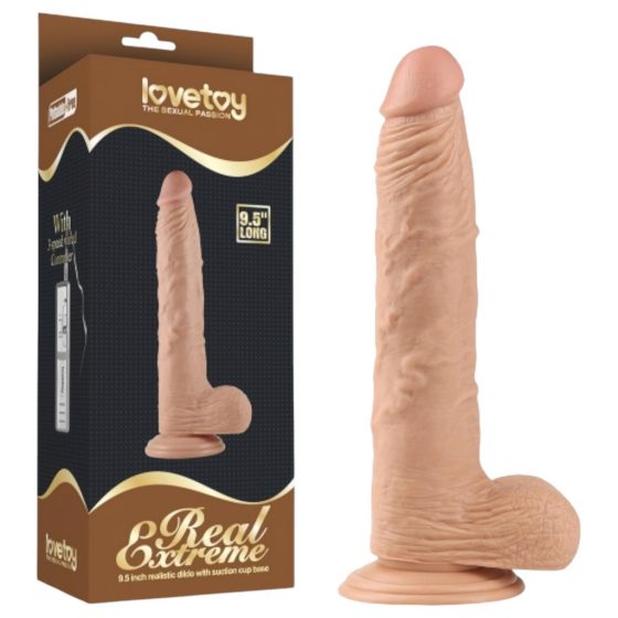 Lovetoy Real Extreme - přísavný dildo s varlaty - 24 cm (přírodní)