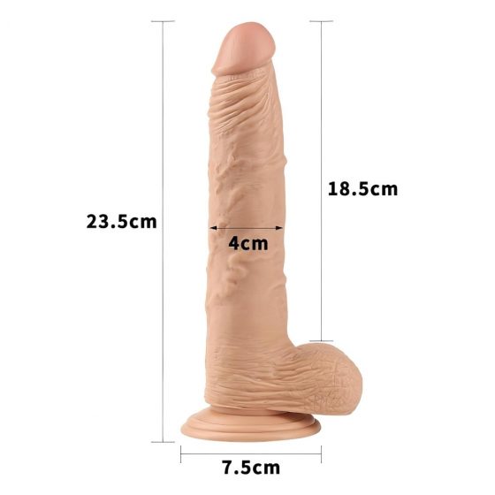 Lovetoy Real Extreme - tapadótalpas, herés dildó - 24cm (natúr)