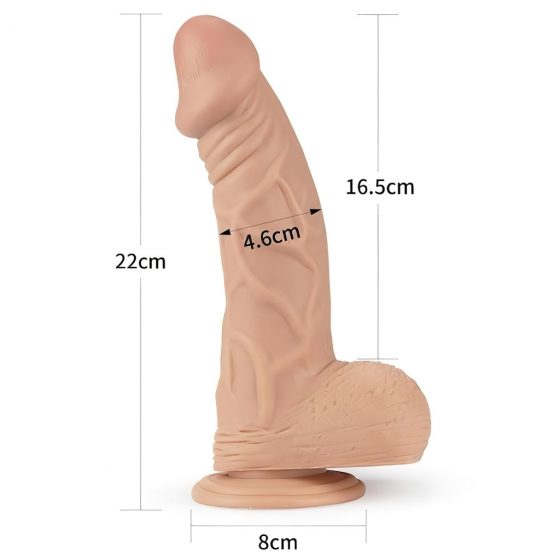 Lovetoy Real Extreme - přísavný, varlatový dildo - 23 cm (přírodní)