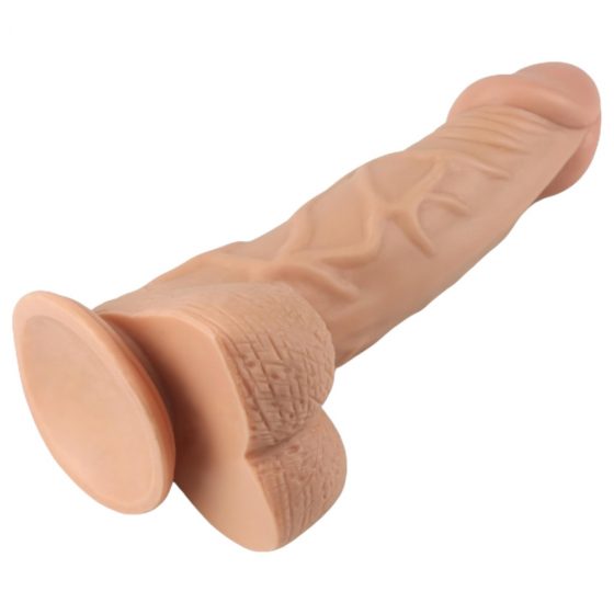 Lovetoy Real Extreme - přísavný, varlatový dildo - 23 cm (přírodní)