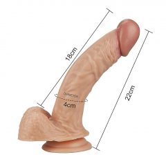   Lovetoy Real Extreme - s přísavkou, varlaty a G-bod dildem - 21 cm (přírodní)