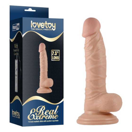 Lovetoy Real Extreme - stojící dildo s varlaty pro stimulaci bodu G - 19 cm (přírodní)