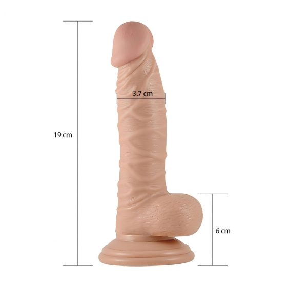 Lovetoy Real Extreme - stojící dildo s varlaty pro stimulaci bodu G - 19 cm (přírodní)