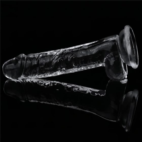 Lovetoy Flawless Clear - připínací, testikulární dildo - 19 cm (průhledné)