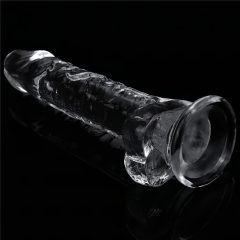   Lovetoy Flawless Clear - připínací, testikulární dildo - 19 cm (průhledné)