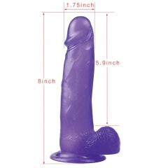   Lovetoy Jelly Studs - realistické dildo s přísavkou - 20 cm (fialové)