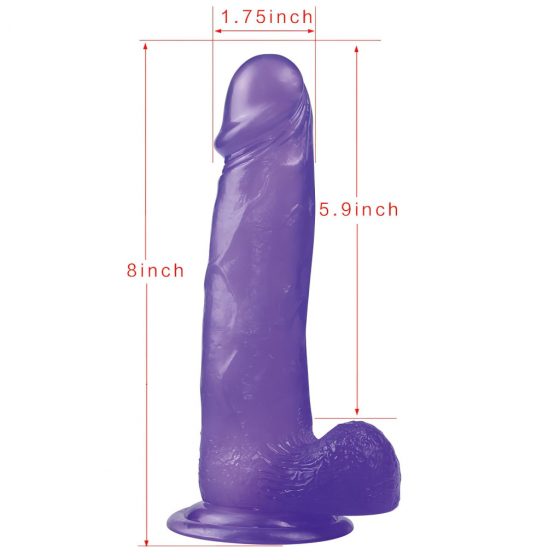 Lovetoy Jelly Studs - realistické dildo s přísavkou - 20 cm (fialové)