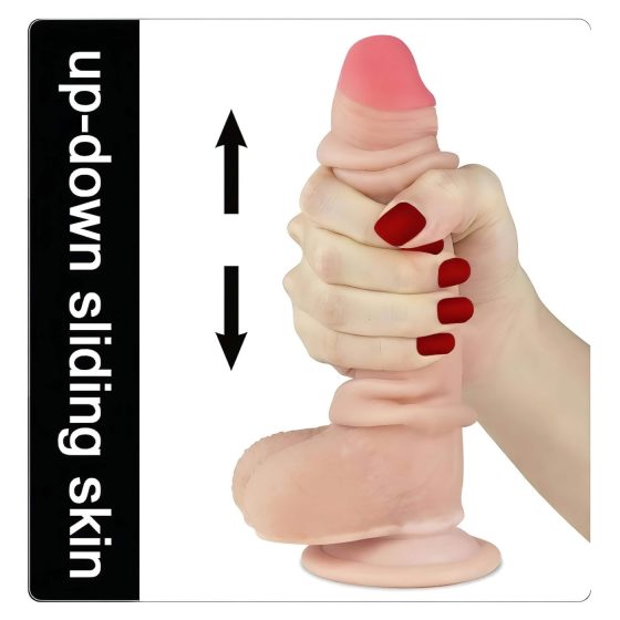 Lovetoy Sliding-Skin - dvouvrstvé dildo - 18 cm (přírodní)